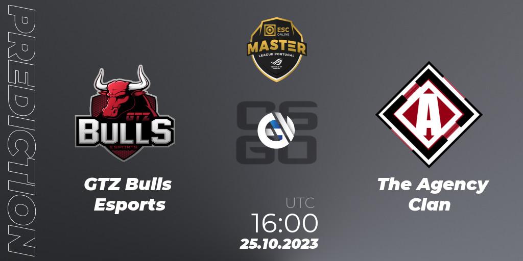 GTZ Bulls Esports - The Agency Clan: ennuste. 25.10.23, CS2 (CS:GO), Master League Portugal Season 12: Online Stage