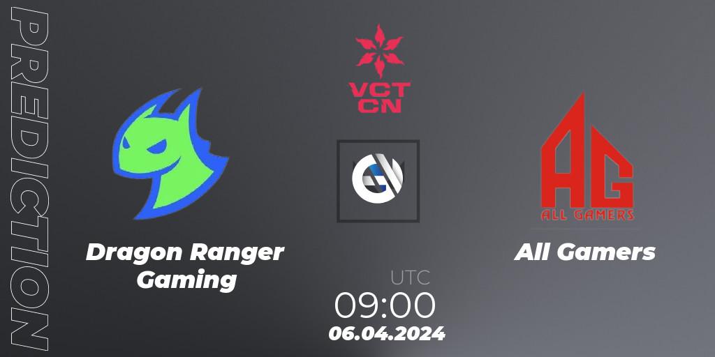 Dragon Ranger Gaming - All Gamers: ennuste. 06.04.24, VALORANT, VALORANT Champions Tour China 2024: Stage 1 - Group Stage