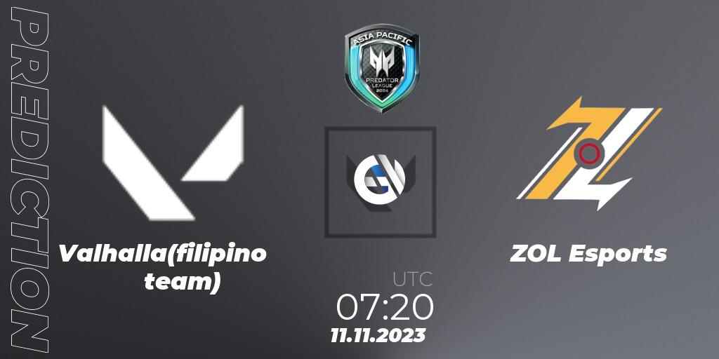 Valhalla(filipino team) - ZOL Esports: ennuste. 11.11.2023 at 12:00, VALORANT, Predator League Philippines 2024