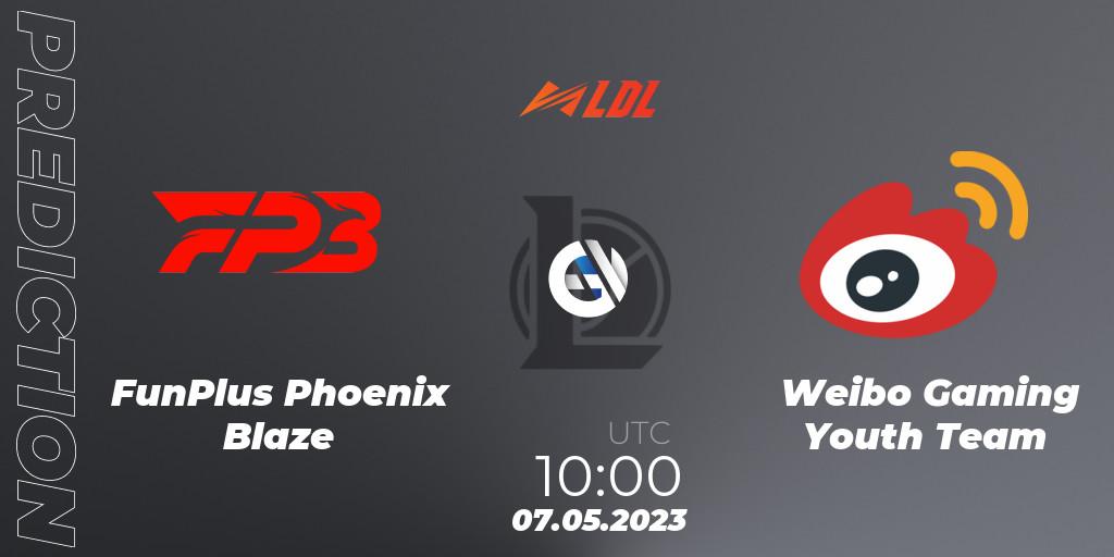 FunPlus Phoenix Blaze - Weibo Gaming Youth Team: ennuste. 07.05.2023 at 12:00, LoL, LDL 2023 - Regular Season - Stage 2