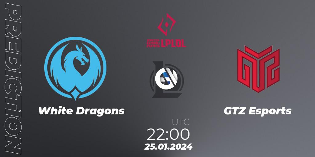White Dragons - GTZ Esports: ennuste. 25.01.2024 at 22:00, LoL, LPLOL Split 1 2024