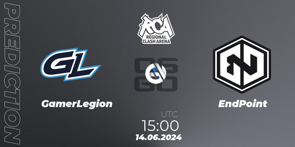 GamerLegion - EndPoint: ennuste. 14.06.2024 at 15:00, Counter-Strike (CS2), Regional Clash Arena Europe