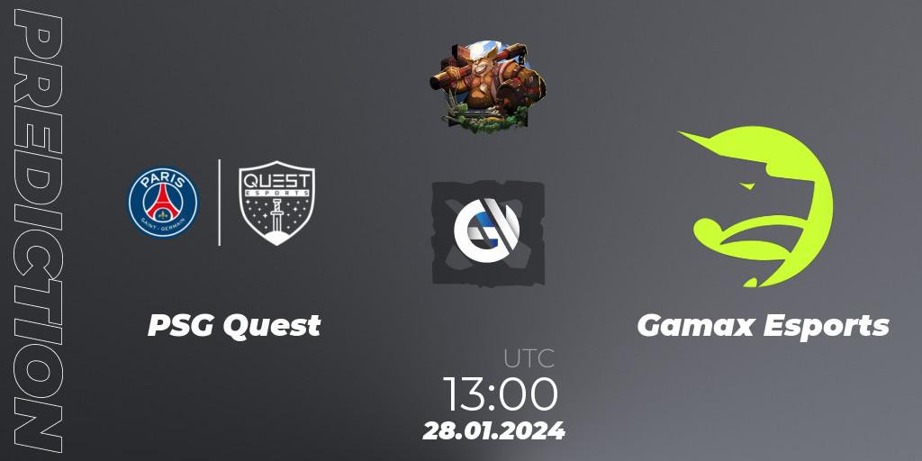 PSG Quest - Gamax Esports: ennuste. 28.01.2024 at 13:00, Dota 2, ESL One Birmingham 2024: MENA Closed Qualifier