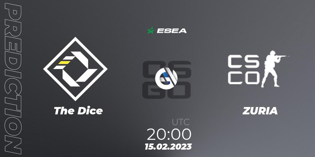 The Dice - ZURIA: ennuste. 15.02.2023 at 20:00, Counter-Strike (CS2), ESEA Season 44: Advanced Division - Europe