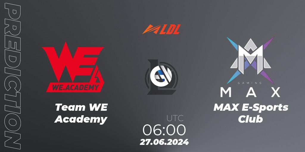 Team WE Academy - MAX E-Sports Club: ennuste. 27.06.2024 at 06:00, LoL, LDL 2024 - Stage 3
