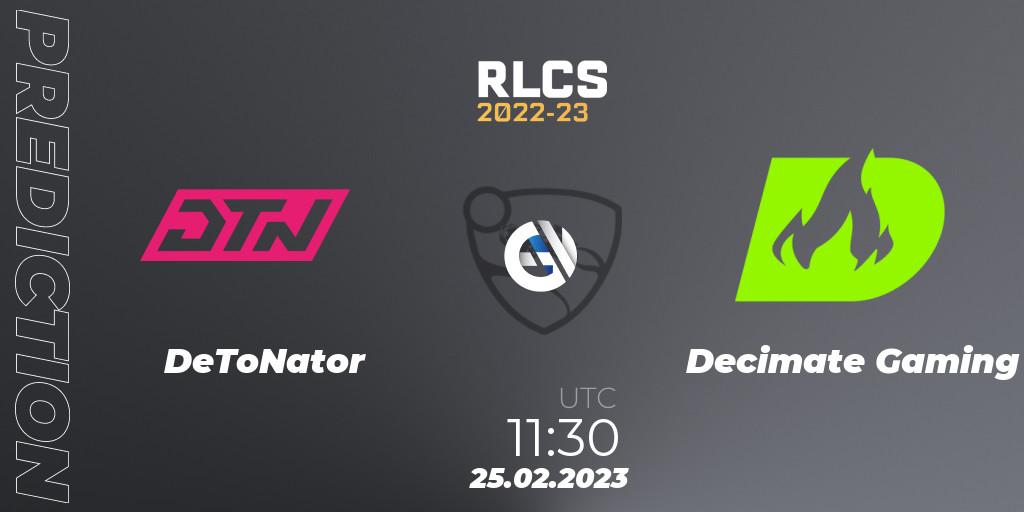 DeToNator - Decimate Gaming: ennuste. 25.02.2023 at 11:30, Rocket League, RLCS 2022-23 - Winter: Asia-Pacific Regional 3 - Winter Invitational