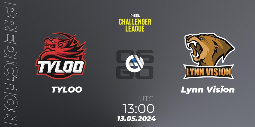 TYLOO - Lynn Vision: ennuste. 13.05.2024 at 13:00, Counter-Strike (CS2), ESL Challenger League Season 47: Asia