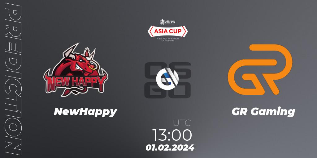 NewHappy - GR Gaming: ennuste. 01.02.2024 at 13:00, Counter-Strike (CS2), 5E Arena Asia Cup Spring 2024 - BLAST Premier Qualifier