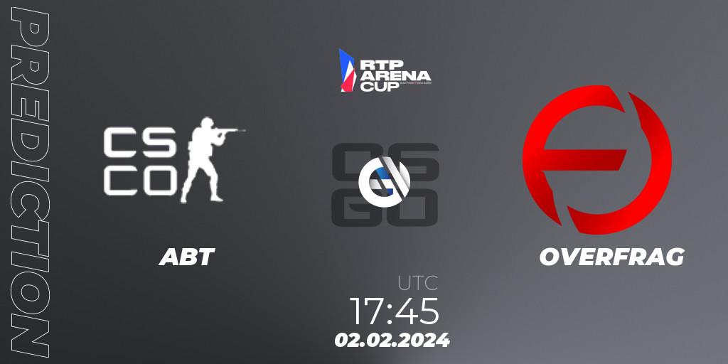 ABT - OVERFRAG: ennuste. 02.02.2024 at 17:20, Counter-Strike (CS2), RTP Arena Cup 2024
