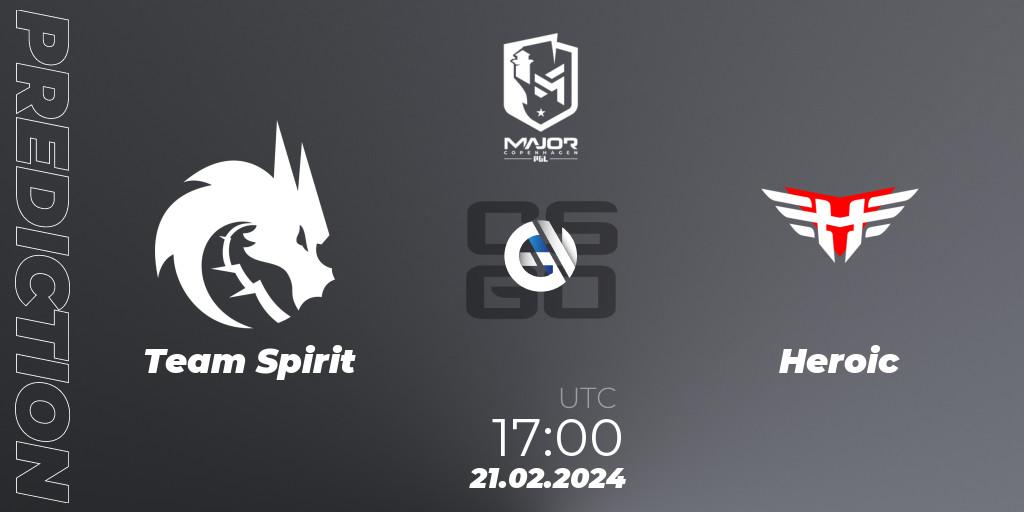 Team Spirit - Heroic: ennuste. 21.02.24, CS2 (CS:GO), PGL CS2 Major Copenhagen 2024: European RMR B
