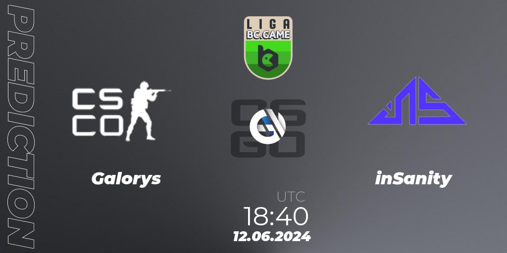 Galorys - inSanity: ennuste. 12.06.2024 at 18:40, Counter-Strike (CS2), Dust2 Brasil Liga Season 3