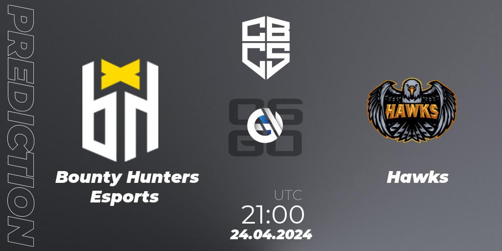 Bounty Hunters Esports - Hawks: ennuste. 24.04.2024 at 21:00, Counter-Strike (CS2), CBCS Season 4: Open Qualifier #1