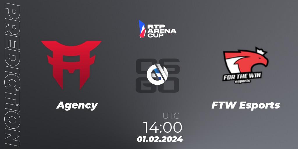 Agency - FTW Esports: ennuste. 01.02.2024 at 14:00, Counter-Strike (CS2), RTP Arena Cup 2024