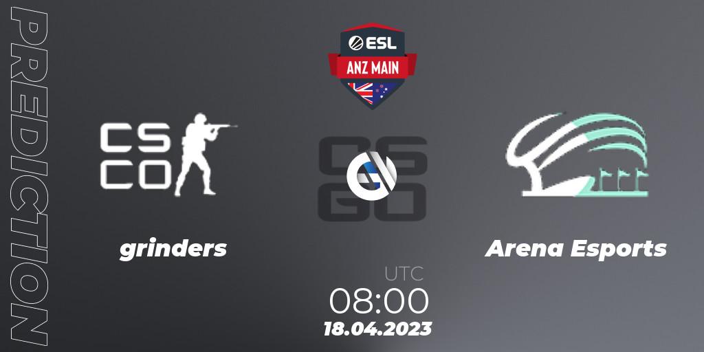 grinders - Arena Esports: ennuste. 18.04.2023 at 08:00, Counter-Strike (CS2), ESL ANZ Main Season 16