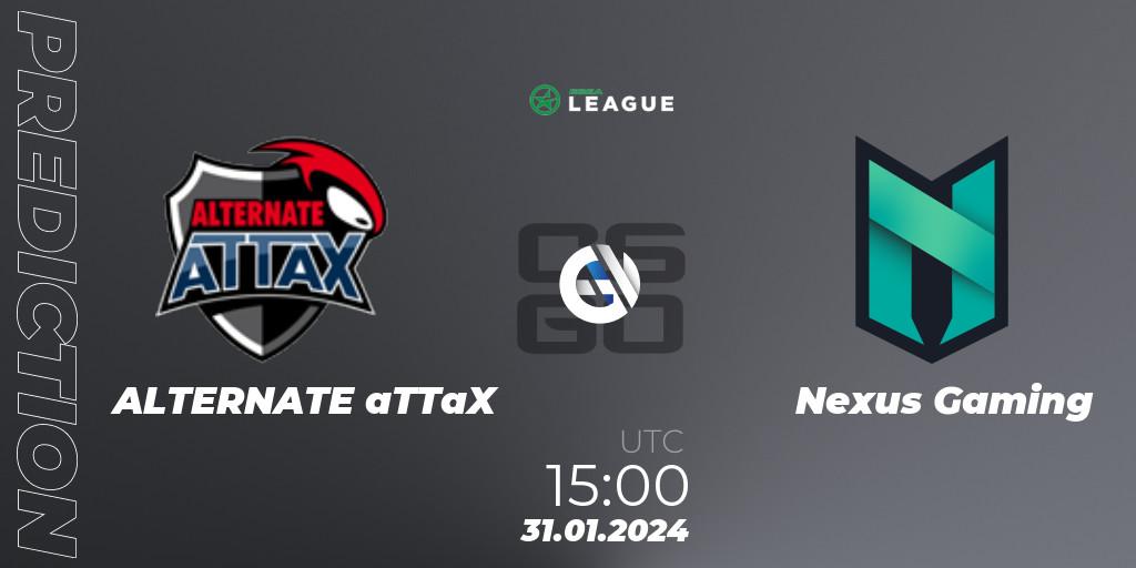 ALTERNATE aTTaX - Nexus Gaming: ennuste. 31.01.2024 at 15:00, Counter-Strike (CS2), ESEA Season 48: Advanced Division - Europe