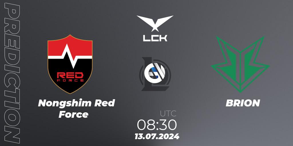 Nongshim Red Force - BRION: ennuste. 13.07.2024 at 08:30, LoL, LCK Summer 2024 Group Stage