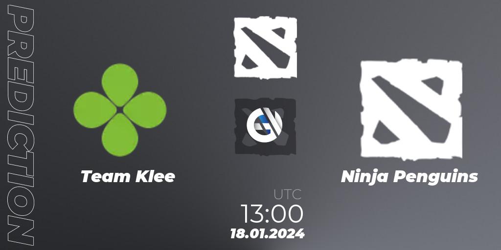 Team Klee - Ninja Penguins: ennuste. 18.01.2024 at 13:05, Dota 2, European Pro League Season 16