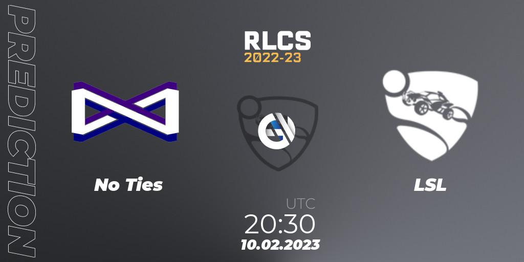 No Ties - LSL: ennuste. 10.02.2023 at 20:30, Rocket League, RLCS 2022-23 - Winter: South America Regional 2 - Winter Cup