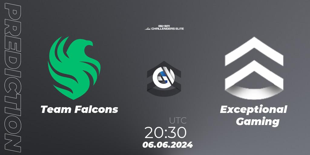 Team Falcons - Exceptional Gaming: ennuste. 06.06.2024 at 19:30, Call of Duty, Call of Duty Challengers 2024 - Elite 3: EU