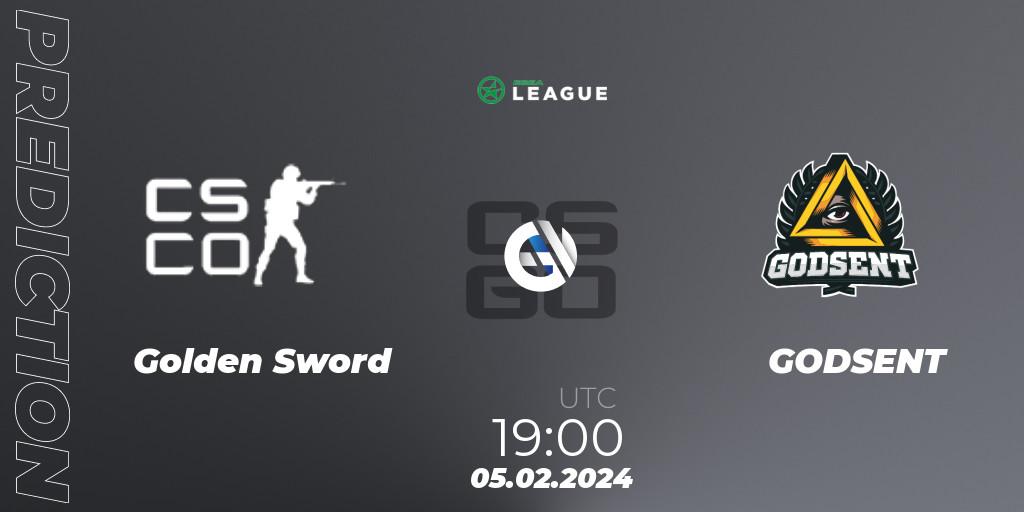 Golden Sword - GODSENT: ennuste. 05.02.2024 at 19:00, Counter-Strike (CS2), ESEA Season 48: Advanced Division - Europe
