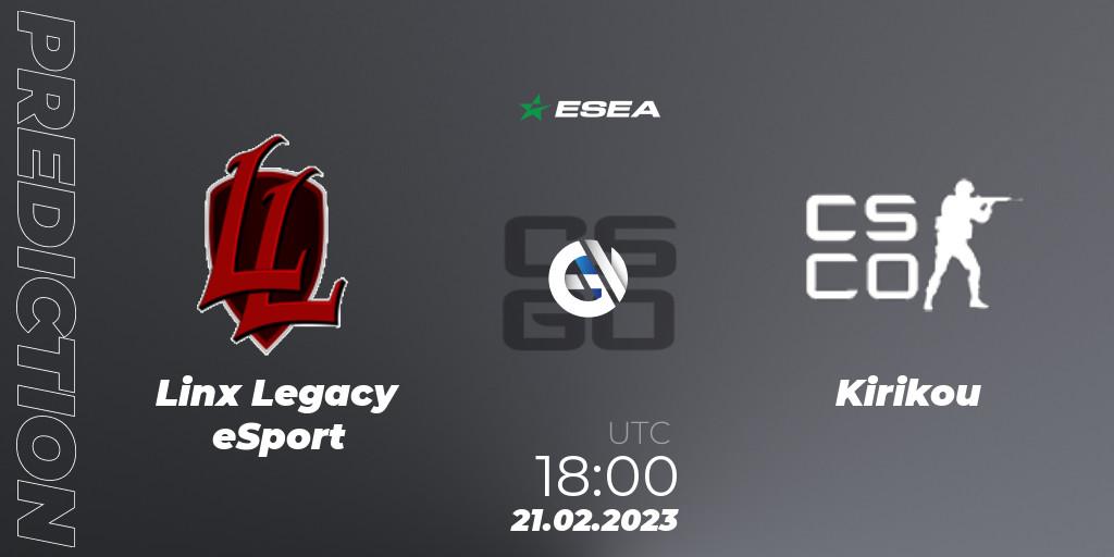 Linx Legacy eSport - Kirikou: ennuste. 26.02.2023 at 19:30, Counter-Strike (CS2), ESEA Season 44: Advanced Division - Europe