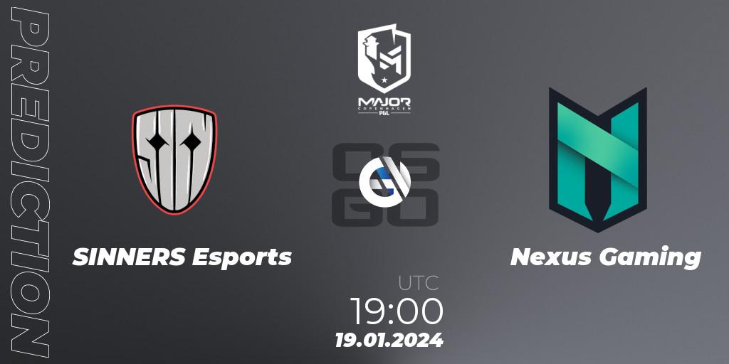SINNERS Esports - Nexus Gaming: ennuste. 19.01.2024 at 19:00, Counter-Strike (CS2), PGL CS2 Major Copenhagen 2024 Europe RMR Closed Qualifier
