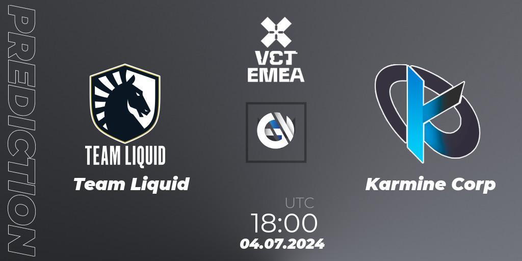 Team Liquid - Karmine Corp: ennuste. 04.07.2024 at 19:00, VALORANT, VALORANT Champions Tour 2024: EMEA League - Stage 2 - Group Stage