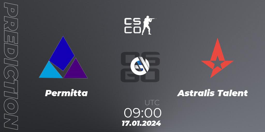 Permitta - Astralis Talent: ennuste. 17.01.2024 at 12:30, Counter-Strike (CS2), European Pro League Season 14: Division 2