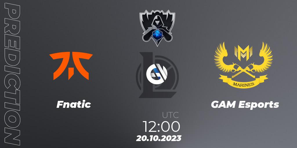 Fnatic - GAM Esports: ennuste. 20.10.2023 at 08:30, LoL, Worlds 2023 LoL - Group Stage