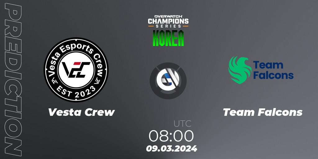 Vesta Crew - Team Falcons: ennuste. 09.03.2024 at 08:00, Overwatch, Overwatch Champions Series 2024 - Stage 1 Korea