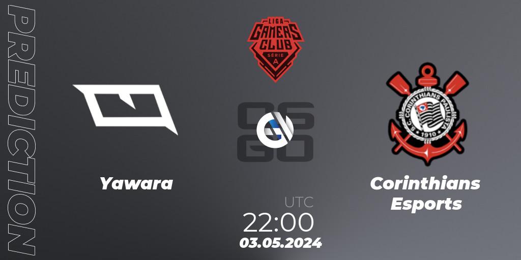 Yawara - Corinthians Esports: ennuste. 03.05.2024 at 22:00, Counter-Strike (CS2), Gamers Club Liga Série A: April 2024