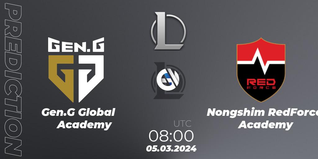 Gen.G Global Academy - Nongshim RedForce Academy: ennuste. 05.03.24, LoL, LCK Challengers League 2024 Spring - Group Stage