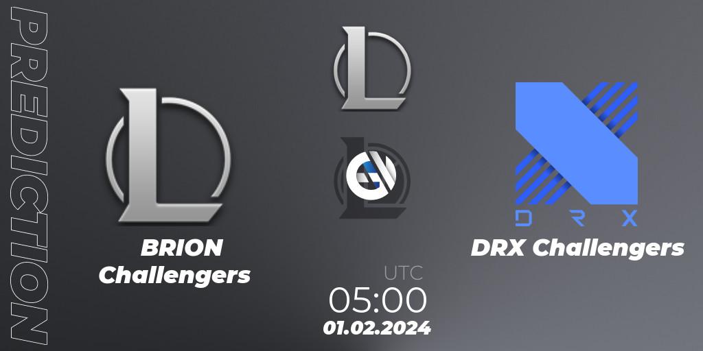 BRION Challengers - DRX Challengers: ennuste. 01.02.2024 at 05:00, LoL, LCK Challengers League 2024 Spring - Group Stage
