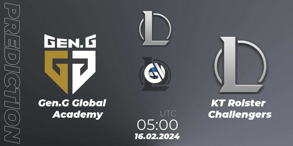 Gen.G Global Academy - KT Rolster Challengers: ennuste. 16.02.2024 at 05:00, LoL, LCK Challengers League 2024 Spring - Group Stage