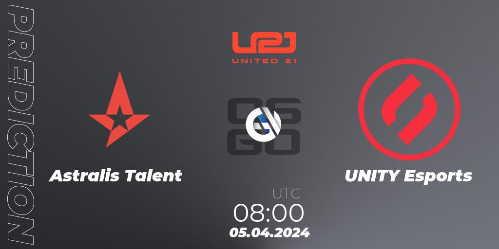 Astralis Talent - UNITY Esports: ennuste. 05.04.24, CS2 (CS:GO), United21 Season 14