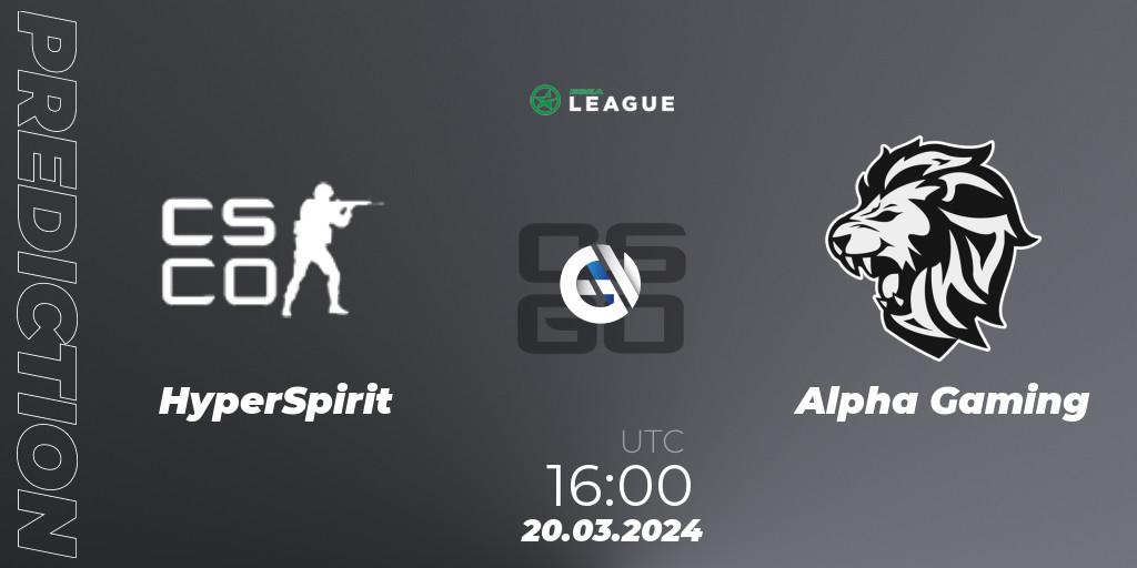 HyperSpirit - Alpha Gaming: ennuste. 20.03.24, CS2 (CS:GO), ESEA Season 48: Main Division - Europe