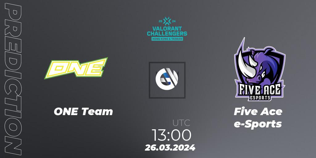 ONE Team - Five Ace e-Sports: ennuste. 26.03.2024 at 13:00, VALORANT, VALORANT Challengers Hong Kong and Taiwan 2024: Split 1