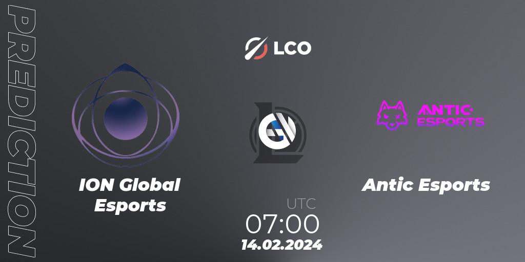 ION Global Esports - Antic Esports: ennuste. 14.02.2024 at 07:00, LoL, LCO Split 1 2024 - Group Stage