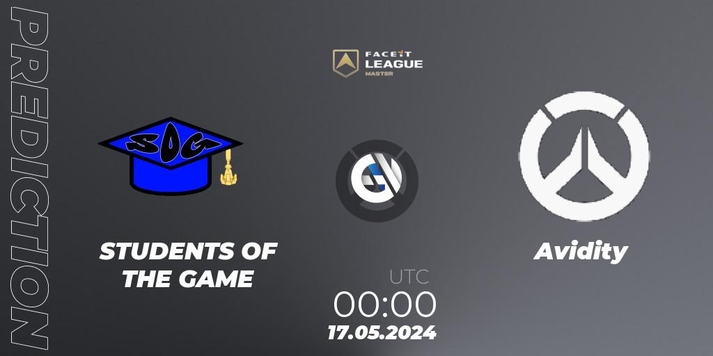 STUDENTS OF THE GAME - Avidity: ennuste. 17.05.2024 at 00:00, Overwatch, FACEIT League Season 1 - NA Master Road to EWC