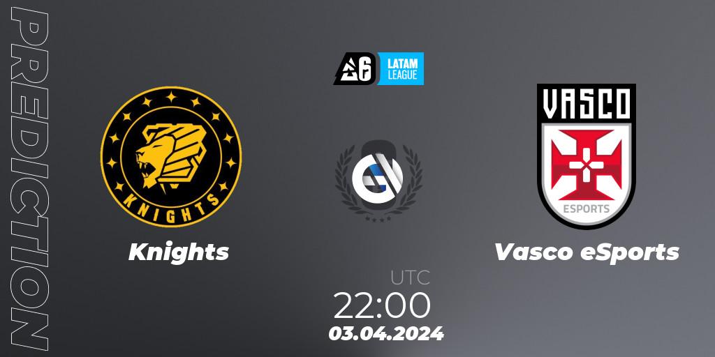 Knights - Vasco eSports: ennuste. 03.04.2024 at 22:00, Rainbow Six, LATAM League 2024 - Stage 1: LATAM South