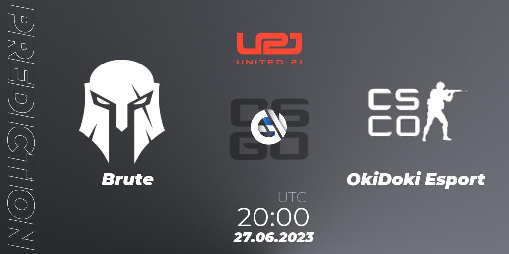Brute - OkiDoki Esport: ennuste. 27.06.2023 at 20:00, Counter-Strike (CS2), United21 Season 3