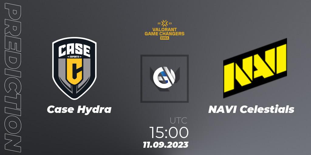 Case Hydra - NAVI Celestials: ennuste. 11.09.2023 at 15:10, VALORANT, VCT 2023: Game Changers EMEA Stage 3 - Group Stage