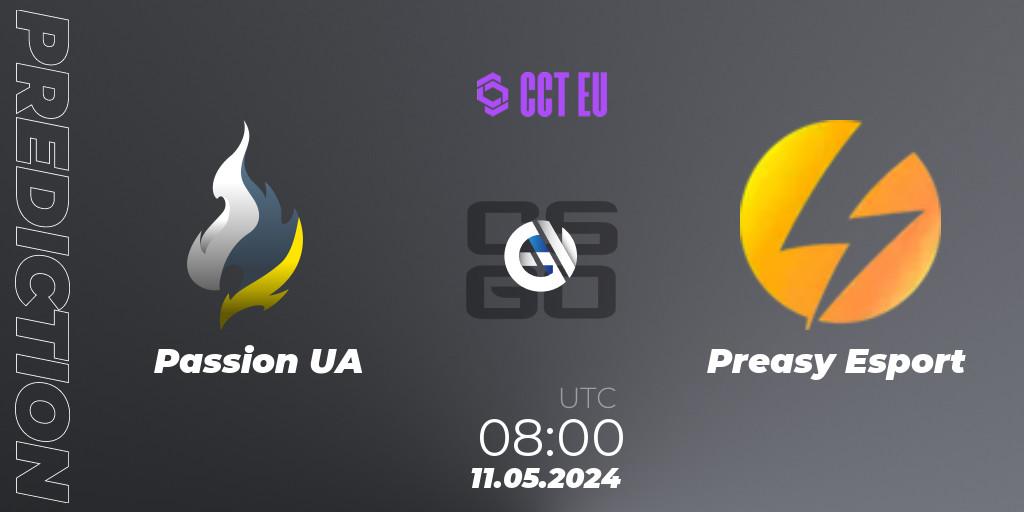 Passion UA - Preasy Esport: ennuste. 11.05.2024 at 08:00, Counter-Strike (CS2), CCT Season 2 European Series #3 Play-In