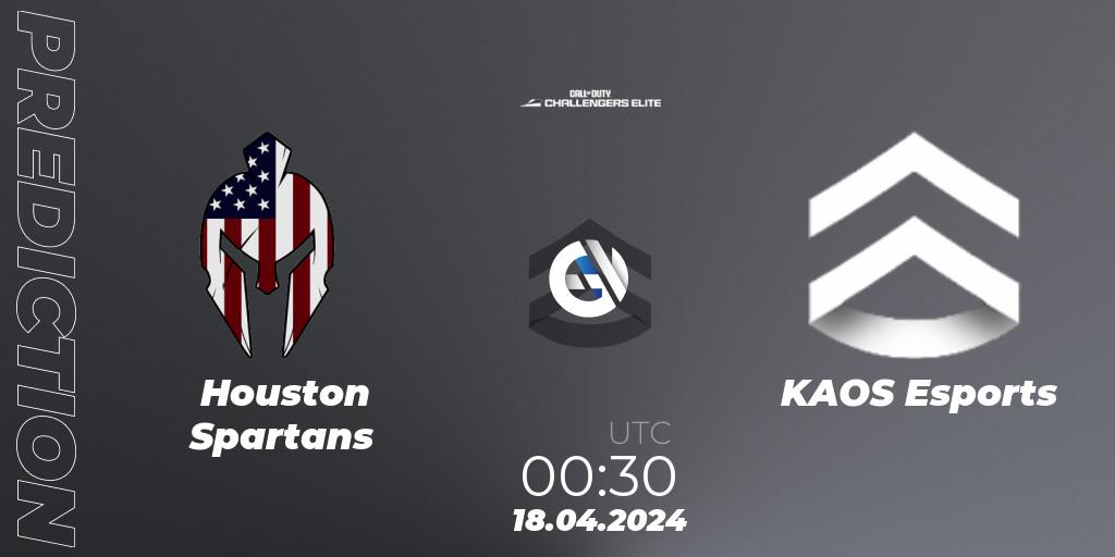 Houston Spartans - KAOS Esports: ennuste. 17.04.2024 at 23:30, Call of Duty, Call of Duty Challengers 2024 - Elite 2: NA