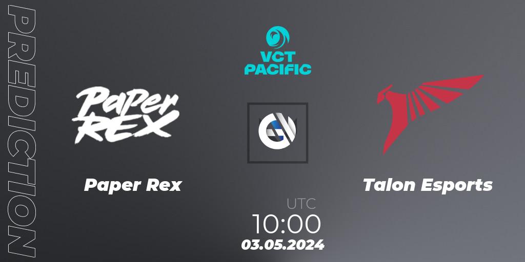 Paper Rex - Talon Esports: ennuste. 03.05.2024 at 10:30, VALORANT, VCT 2024: Pacific League - Stage 1
