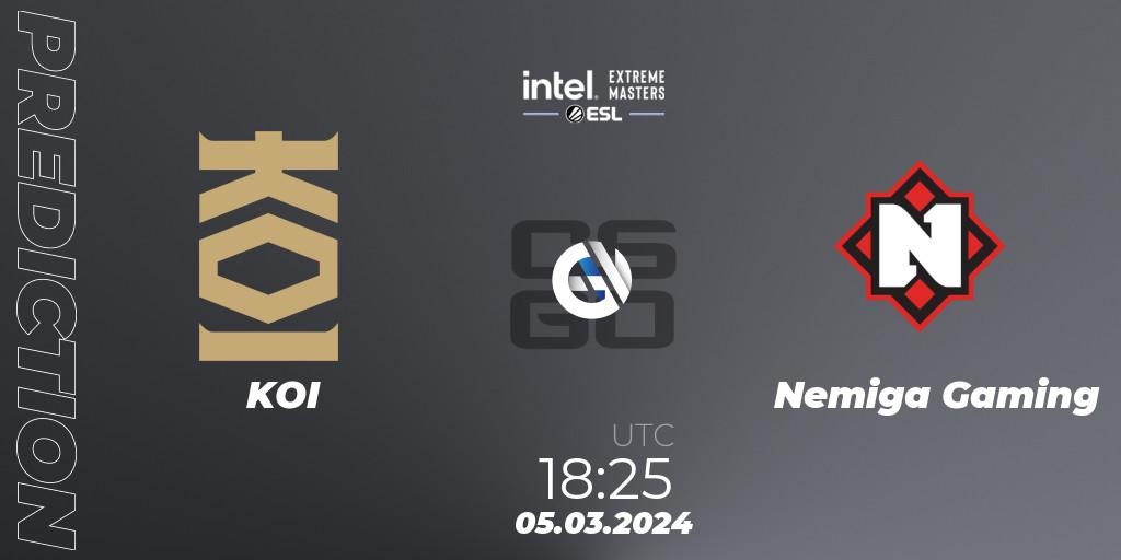 KOI - Nemiga Gaming: ennuste. 05.03.24, CS2 (CS:GO), Intel Extreme Masters Dallas 2024: European Open Qualifier #2