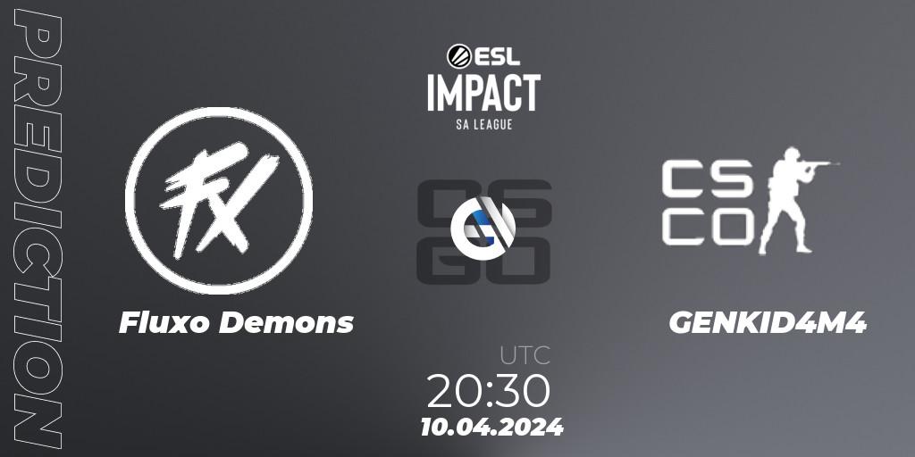Fluxo Demons - GENKID4M4: ennuste. 10.04.2024 at 20:30, Counter-Strike (CS2), ESL Impact League Season 5: South America