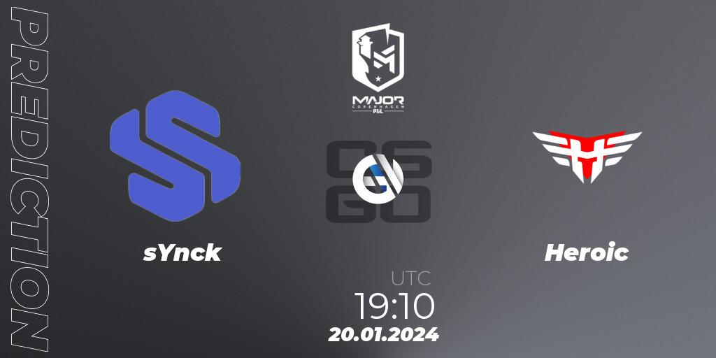 sYnck - Heroic: ennuste. 20.01.2024 at 19:10, Counter-Strike (CS2), PGL CS2 Major Copenhagen 2024: European Qualifier B