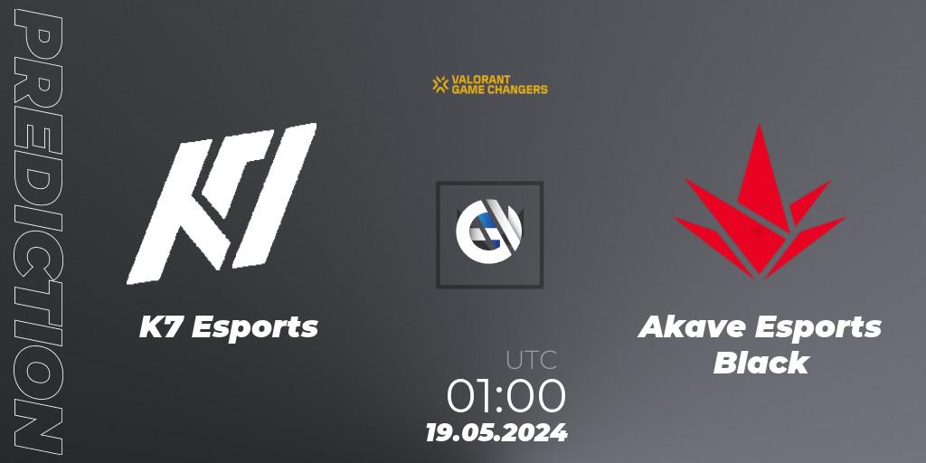 K7 Esports - Akave Esports Black: ennuste. 19.05.2024 at 01:15, VALORANT, VCT 2024: Game Changers LAN - Opening