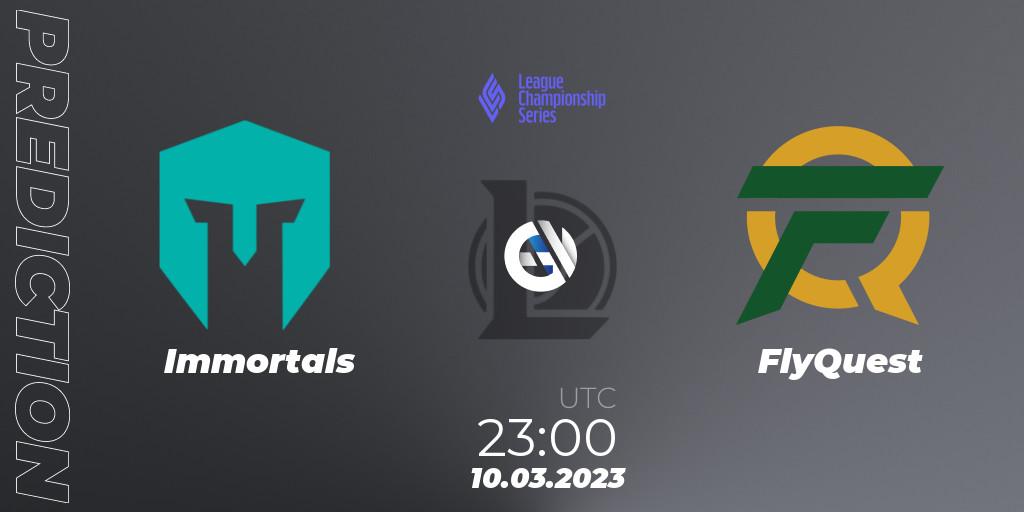 Immortals - FlyQuest: ennuste. 10.03.2023 at 23:00, LoL, LCS Spring 2023 - Group Stage